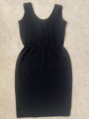 Vintage St. John I. Magnin Santana Knit Black Sheath Sleeveless Dress, 4